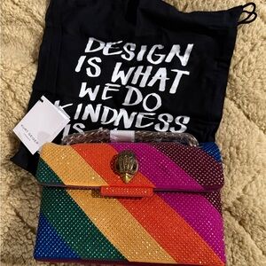 Kurt Geiger Multicolor Rainbow Crossbody Clutch Bag NWT with dust bag